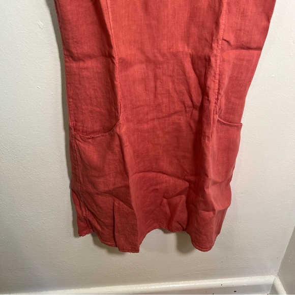 Blu Orchid Linen Shift Dress Pink Textured Floral Neckline XL - Picture 3 of 10